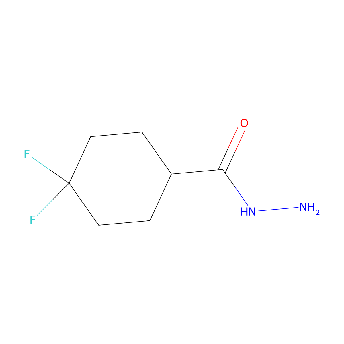 Cyclohexanecarboxylic acid, 4,4-difluoro-, hydrazide molecular structure, CAS 1443256-99-2
