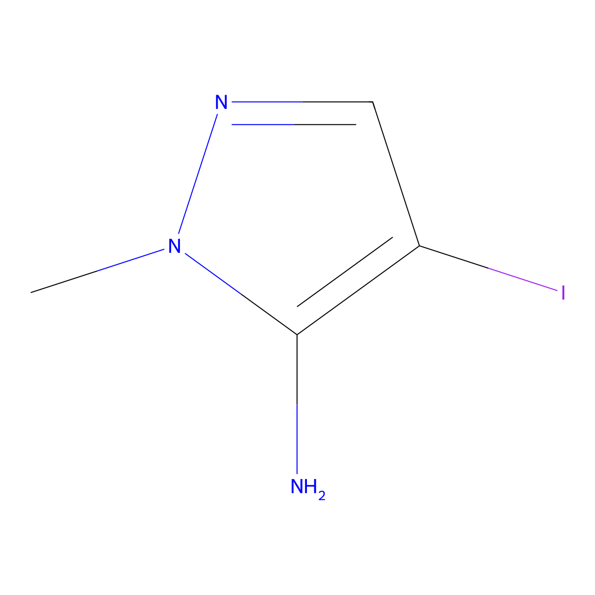 4-iodo-1-methyl-1H-pyrazol-5-amine molecular structure, CAS 1443278-79-2