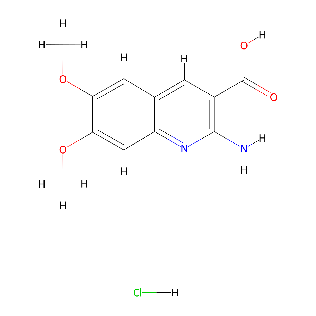 2-Amino-6,7-dimethoxyquinoline-3-carboxylic acid hydrochloride molecular structure, CAS 1443278-93-0