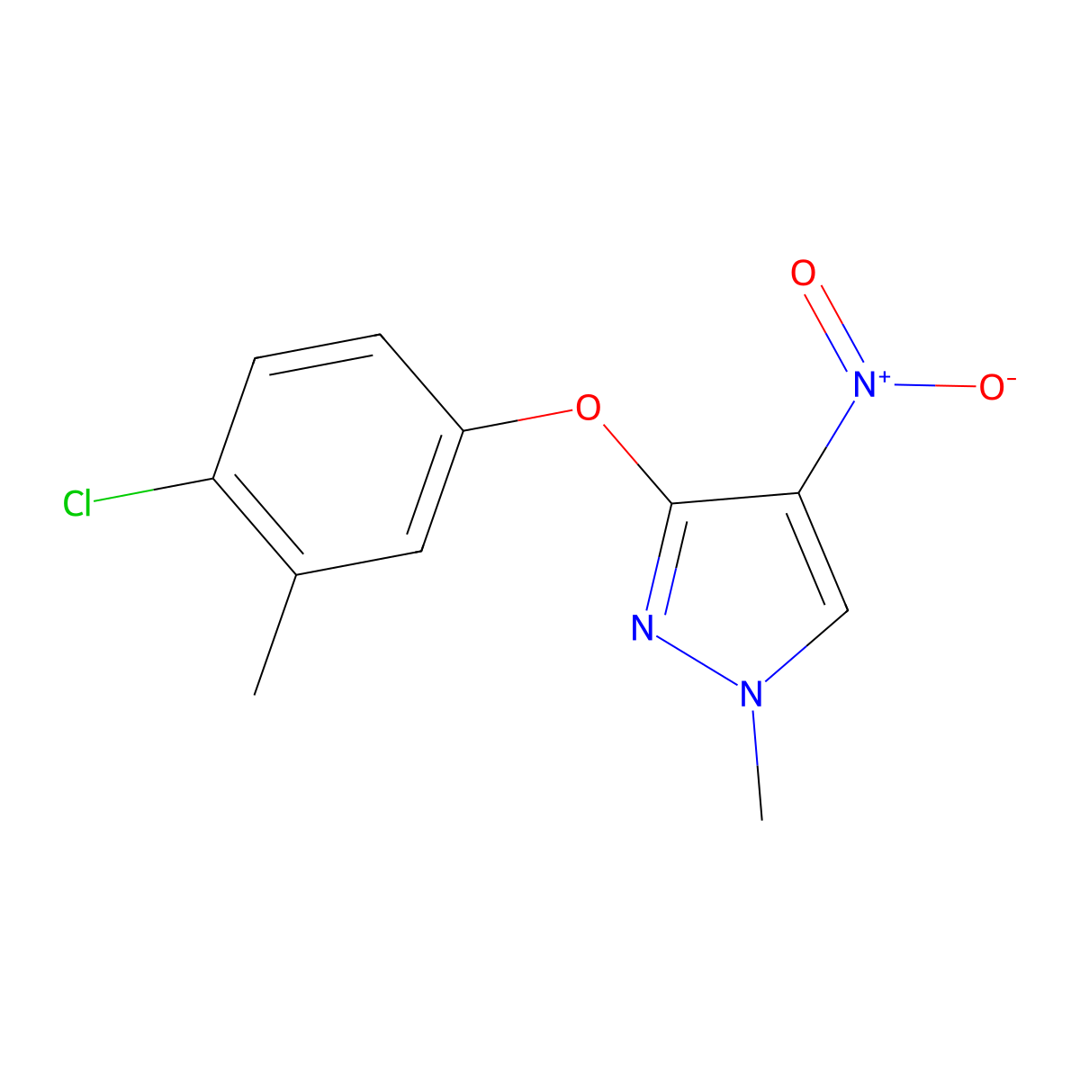 3-(4-chloro-3-methylphenoxy)-1-methyl-4-nitro-1H-pyrazole molecular structure, CAS 1443278-95-2