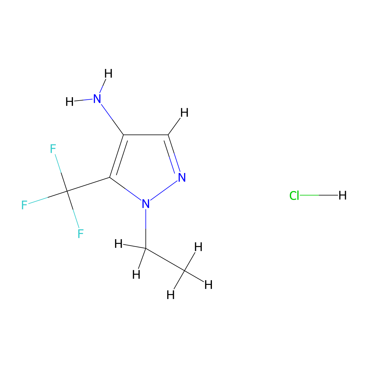 1-ethyl-5-(trifluoromethyl)-1H-pyrazol-4-amine hydrochloride molecular structure, CAS 1443279-07-9