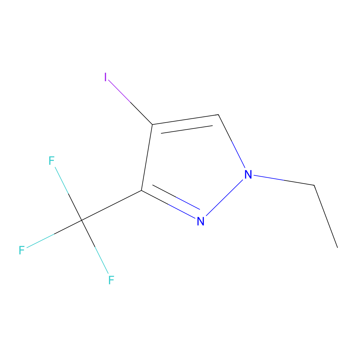 1-ethyl-4-iodo-3-(trifluoromethyl)-1H-pyrazole molecular structure, CAS 1443279-13-7