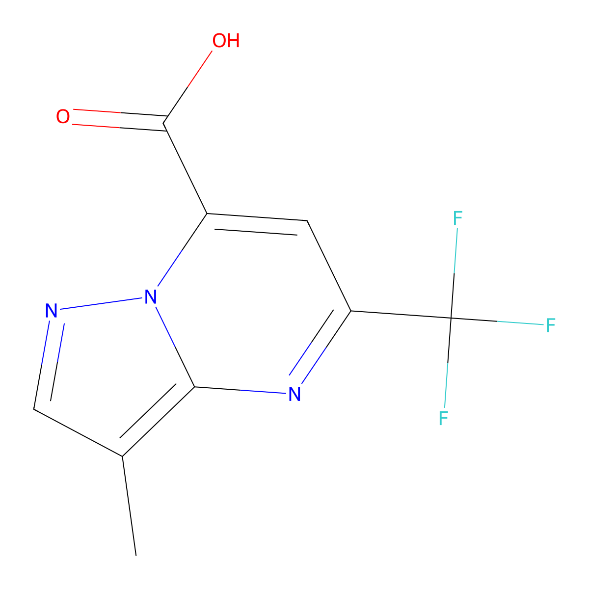 3-Methyl-5-(trifluoromethyl)pyrazolo[1,5-a]pyrimidine-7-carboxylic acid molecular structure, CAS 1443279-18-2