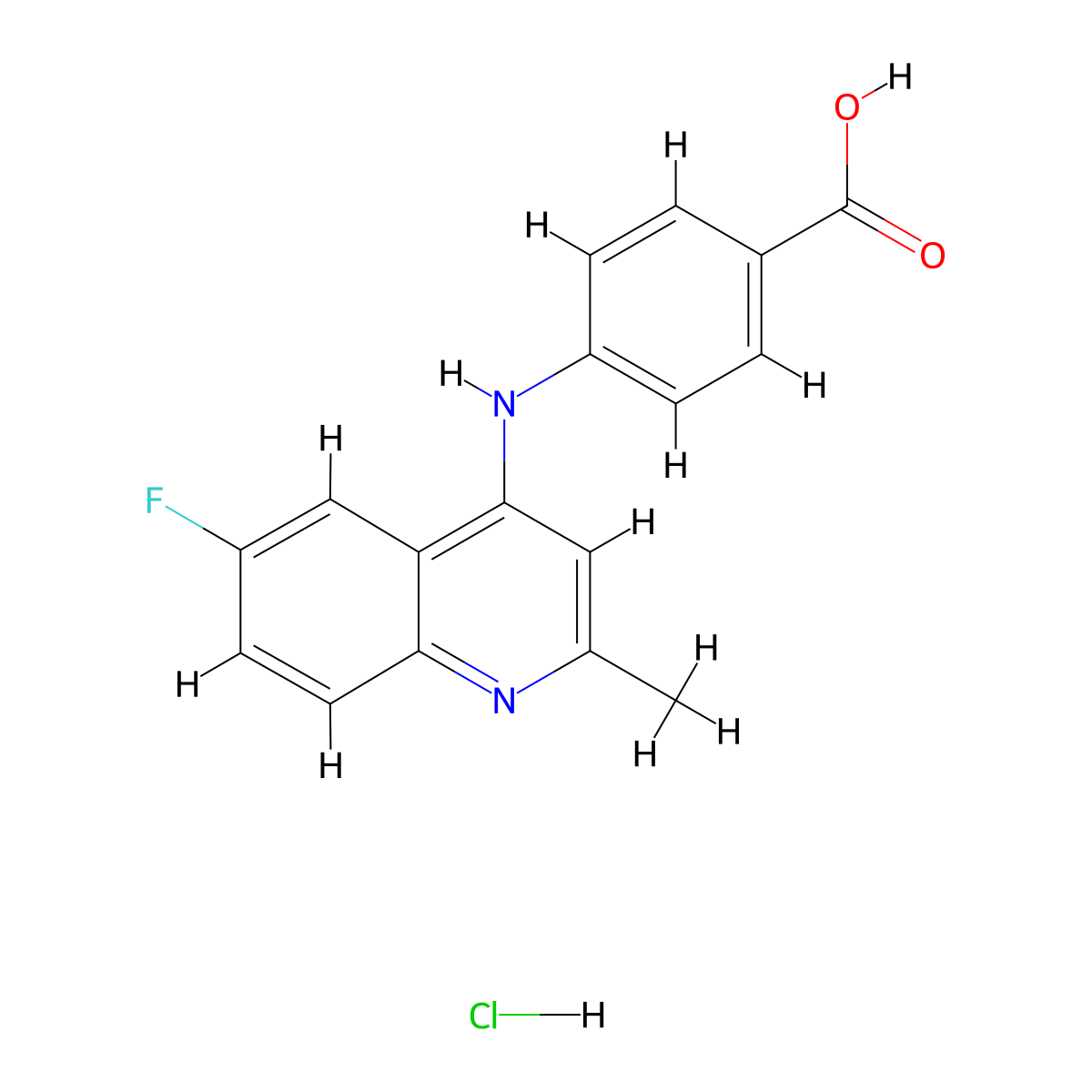 4-((6-Fluoro-2-methylquinolin-4-yl)amino)benzoic acid hydrochloride molecular structure, CAS 1443279-24-0