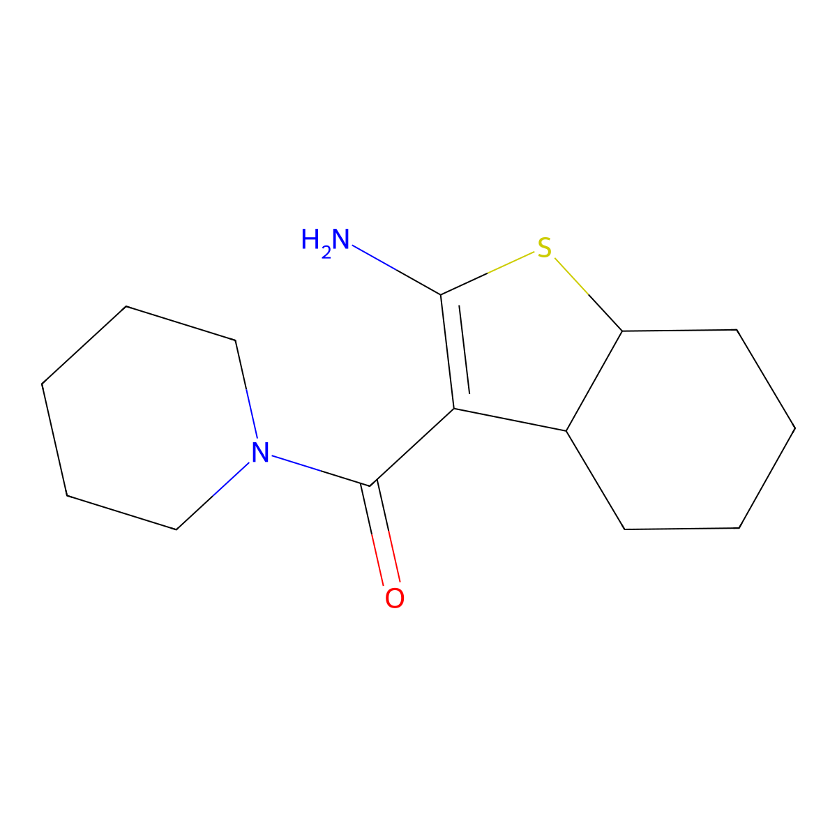 (2-Amino-3a,4,5,6,7,7a-hexahydrobenzo[b]thiophen-3-yl)(piperidin-1-yl)methanone molecular structure, CAS 1443279-28-4