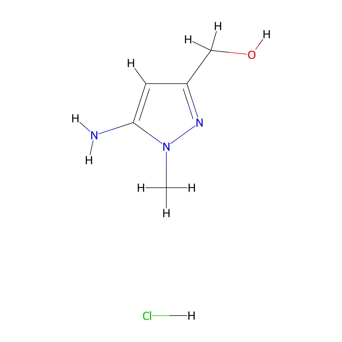 (5-Amino-1-methyl-1H-pyrazol-3-yl)methanol hydrochloride molecular structure, CAS 1443279-32-0