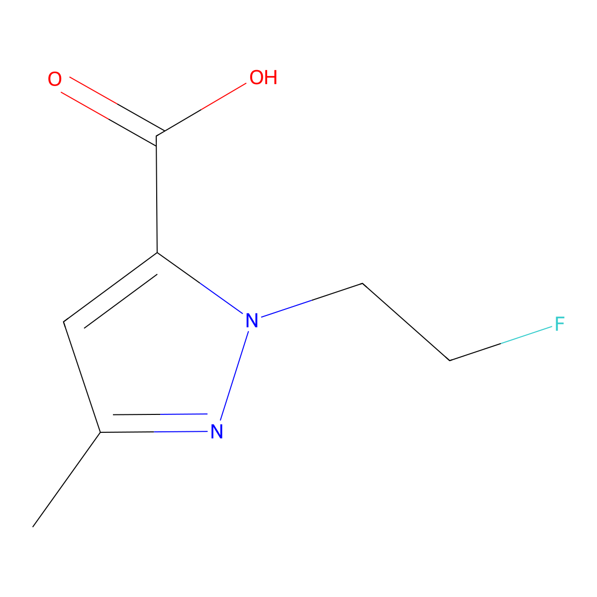 1-(2-Fluoroethyl)-3-methyl-1H-pyrazole-5-carboxylic acid molecular structure, CAS 1443279-33-1