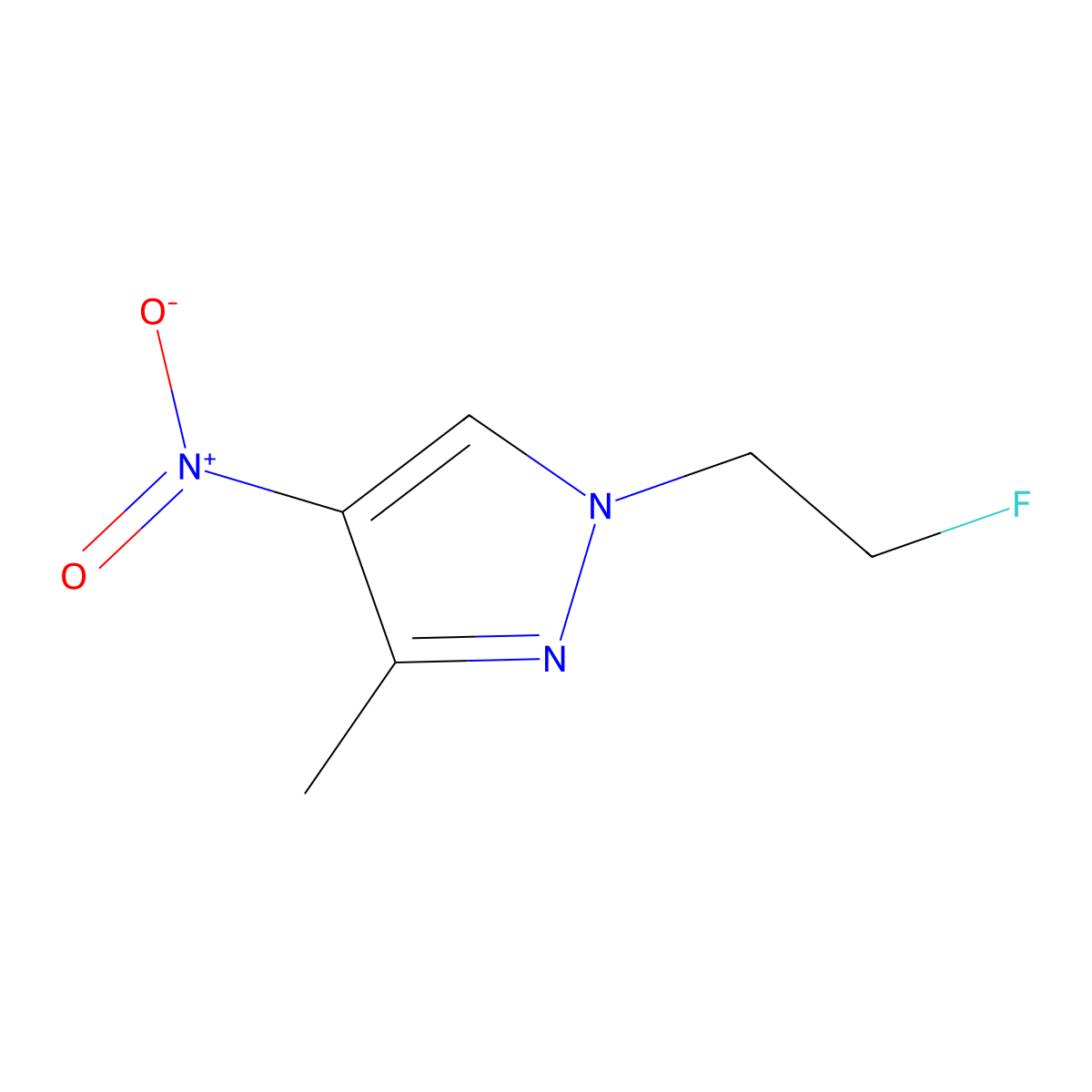 1-(2-fluoroethyl)-3-methyl-4-nitro-1H-pyrazole molecular structure, CAS 1443279-36-4