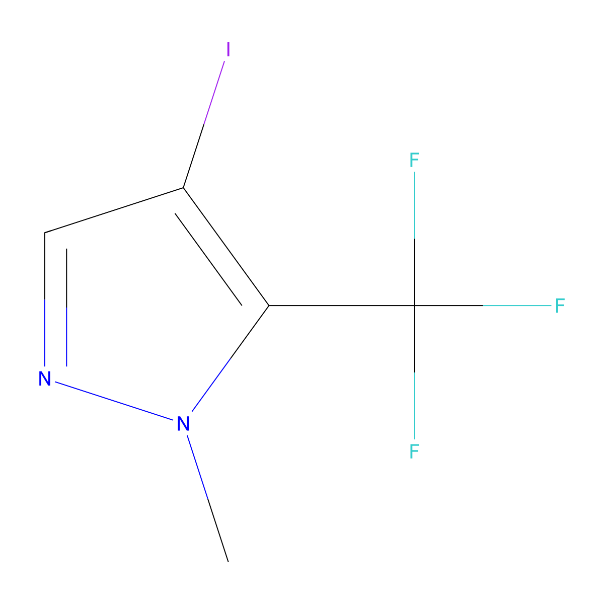 4-iodo-1-methyl-5-(trifluoromethyl)-1H-pyrazole molecular structure, CAS 1443279-46-6
