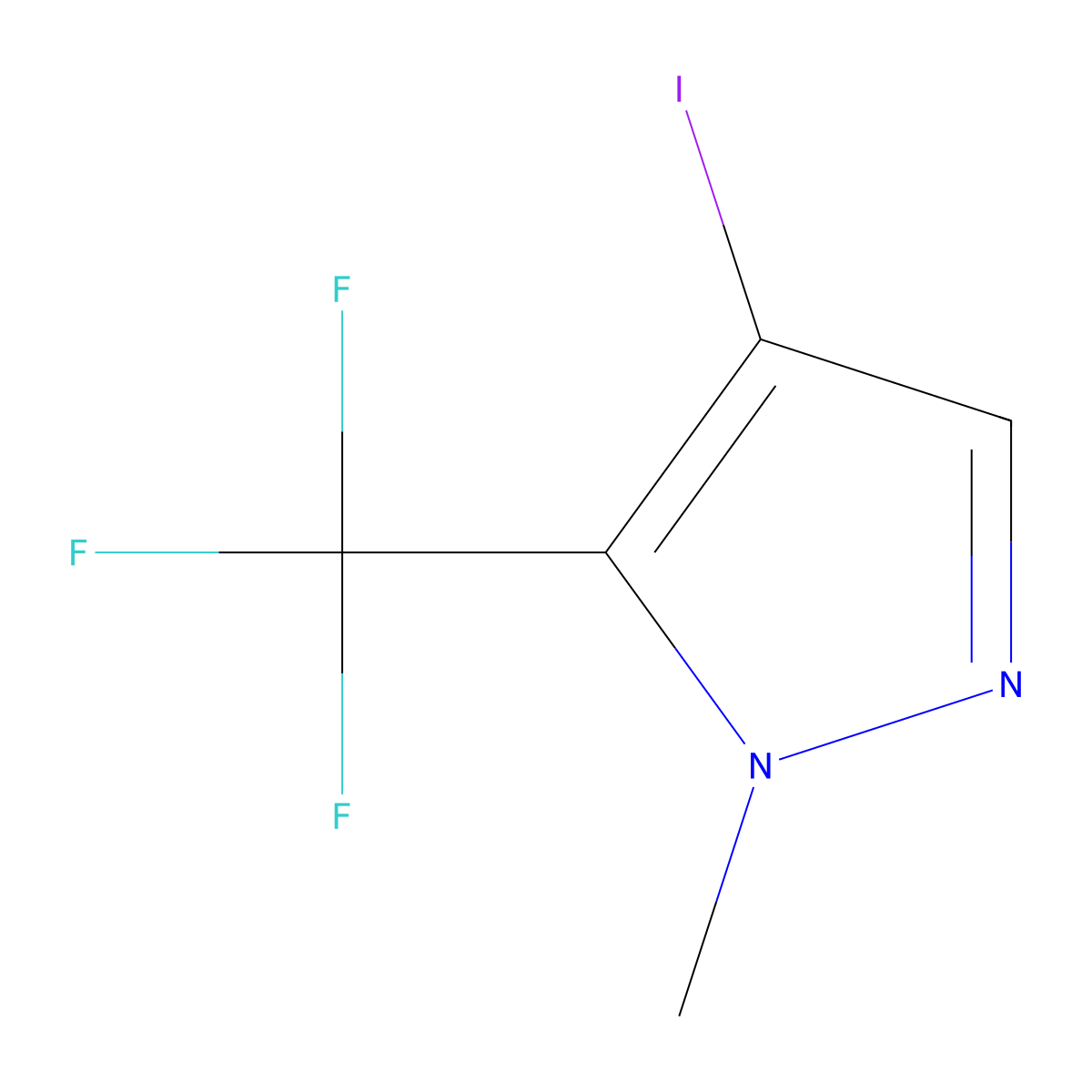 4-iodo-1-methyl-5-(trifluoromethyl)-1H-pyrazole molecular structure, CAS 1443279-46-6