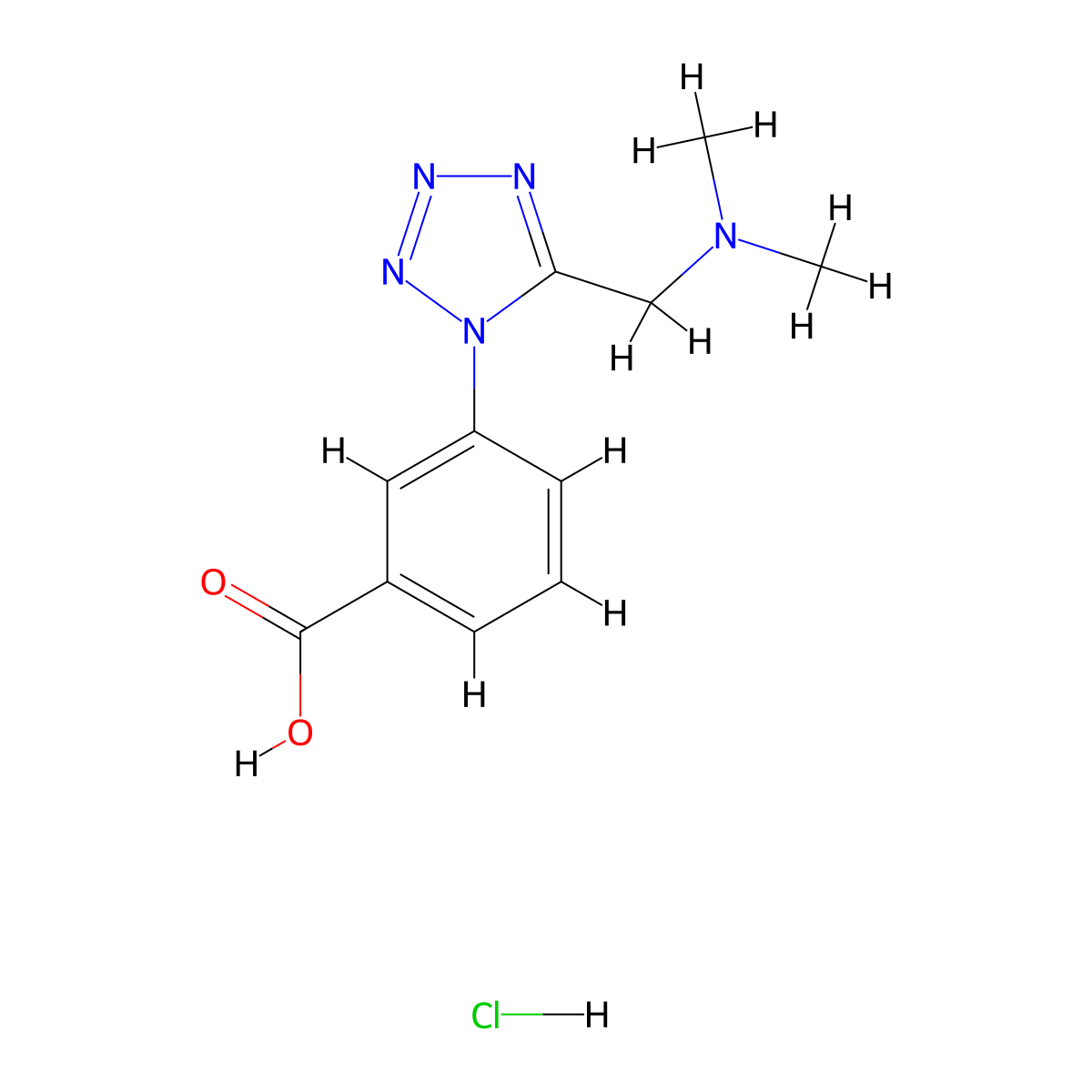 3-{5-[(dimethylamino)methyl]-1{H}-tetrazol-1-yl}benzoic acid molecular structure, CAS 1443279-49-9