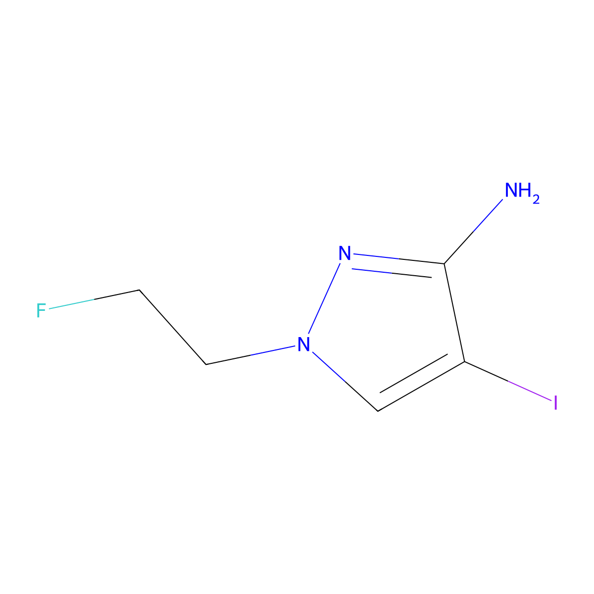 1-(2-fluoroethyl)-4-iodo-1H-pyrazol-3-amine molecular structure, CAS 1443279-57-9