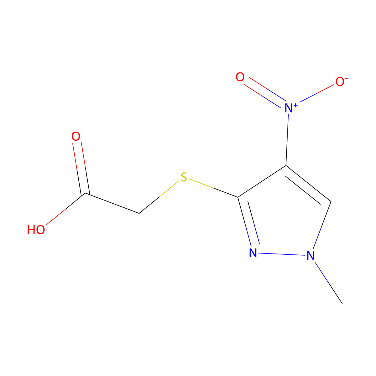 2-((1-Methyl-4-nitro-1H-pyrazol-3-yl)thio)acetic acid molecular structure, CAS 1443279-60-4