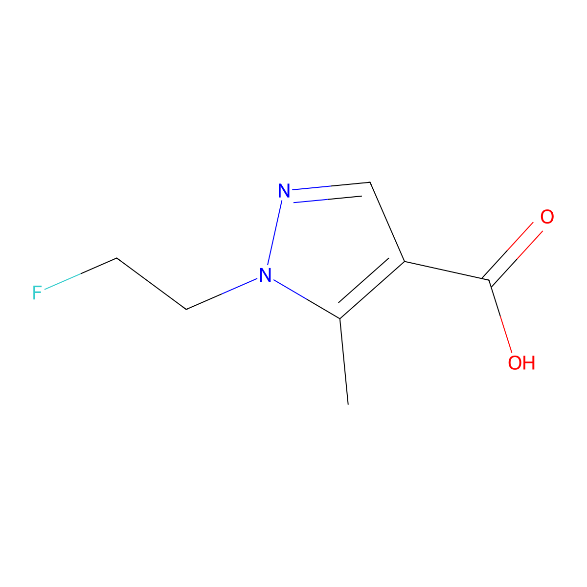 1-(2-Fluoroethyl)-5-methyl-1H-pyrazole-4-carboxylic acid molecular structure, CAS 1443279-66-0