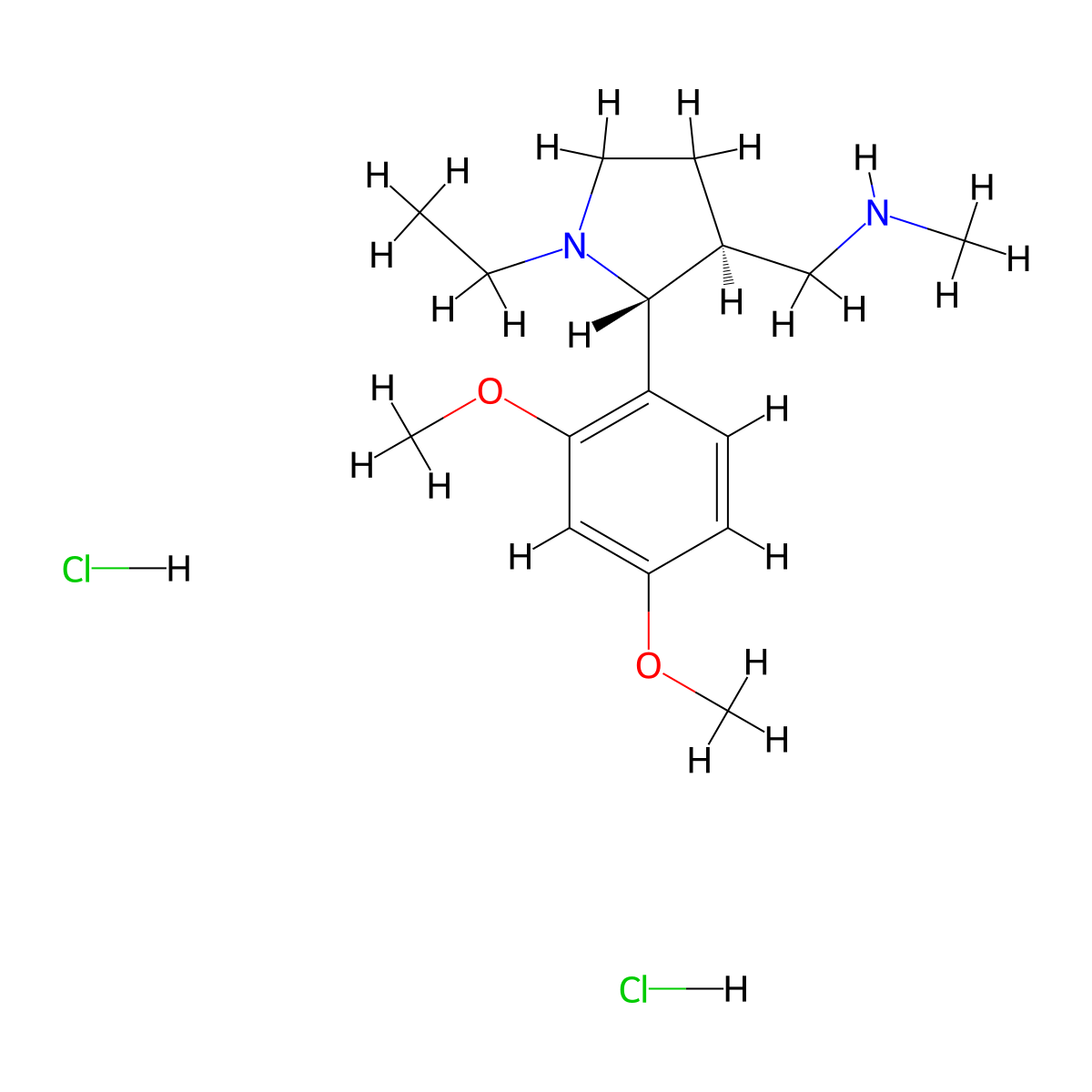 1-[(2R,3S)-2-(2,4-Dimethoxyphenyl)-1-ethylpyrrolidin-3-yl]-N-methylmethanamine dihydrochloride molecular structure, CAS 1443279-69-3