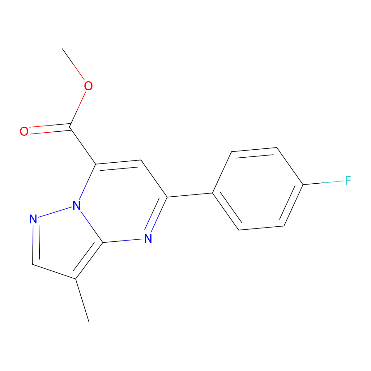 Methyl 5-(4-fluorophenyl)-3-methylpyrazolo[1,5-a]pyrimidine-7-carboxylate molecular structure, CAS 1443279-71-7