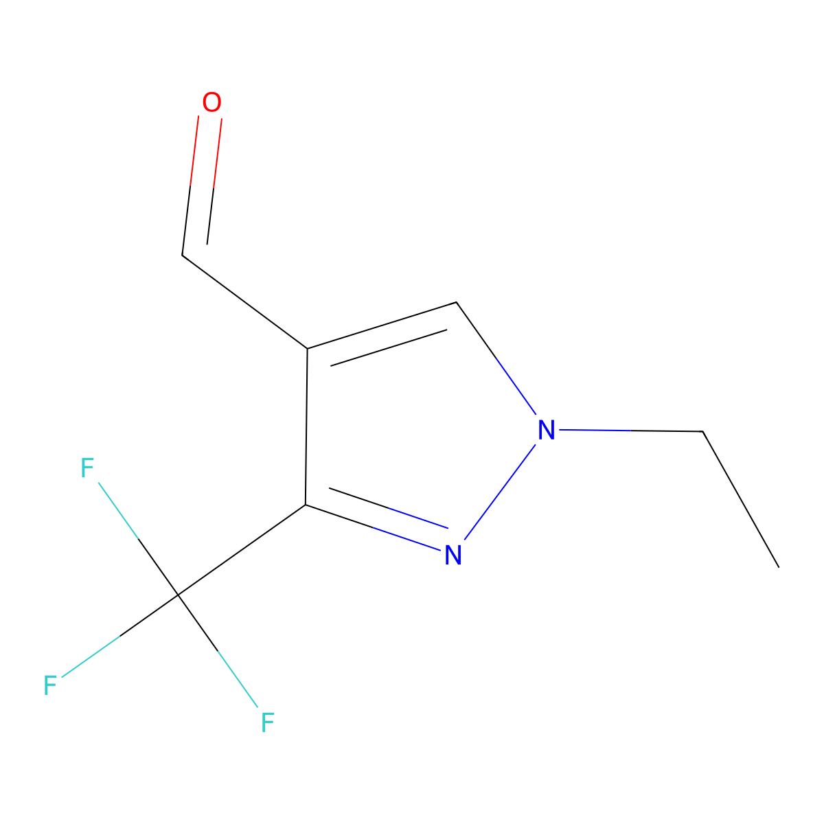 1-Ethyl-3-(trifluoromethyl)pyrazole-4-carbaldehyde molecular structure, CAS 1443279-72-8