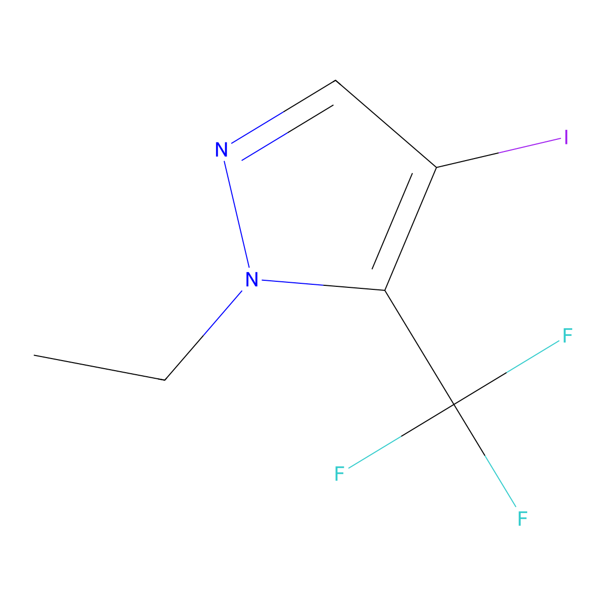 1-Ethyl-4-iodo-5-(trifluoromethyl)-1H-pyrazole molecular structure, CAS 1443279-73-9