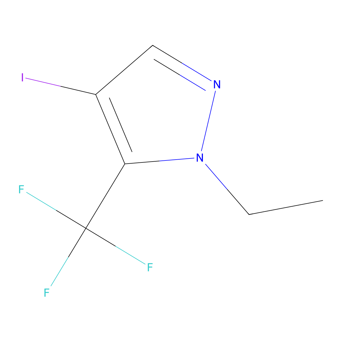 1-Ethyl-4-iodo-5-(trifluoromethyl)-1H-pyrazole molecular structure, CAS 1443279-73-9
