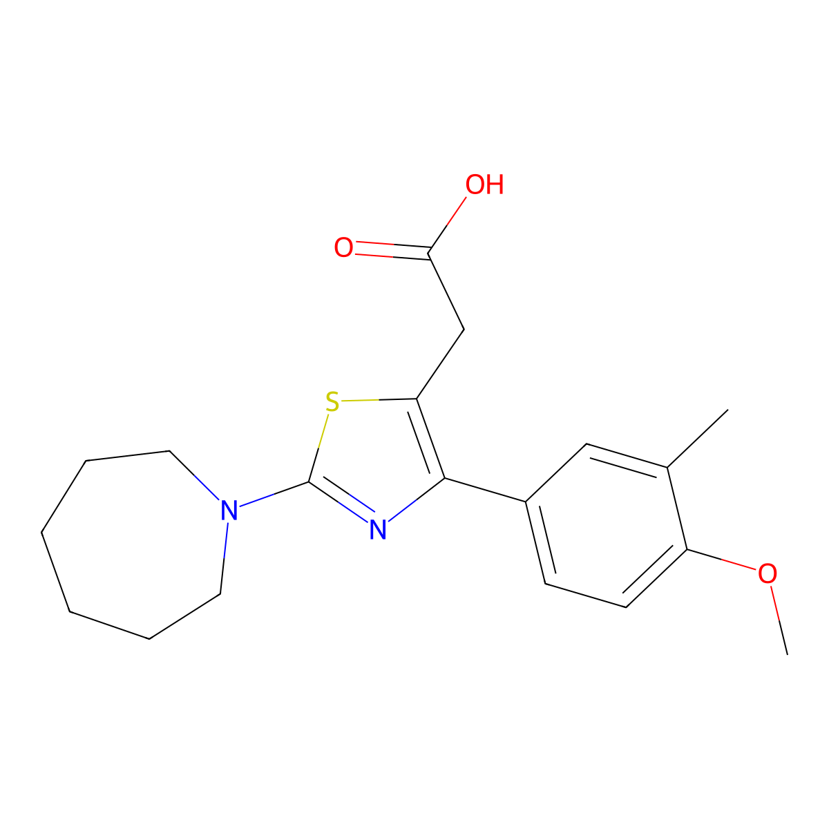 2-(2-(Azepan-1-yl)-4-(4-methoxy-3-methylphenyl)thiazol-5-yl)acetic acid molecular structure, CAS 1443286-09-6