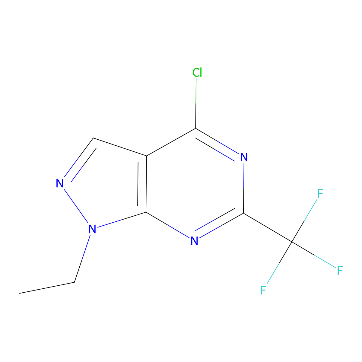 4-Chloro-1-ethyl-6-(trifluoromethyl)-1H-pyrazolo[3,4-d]pyrimidine molecular structure, CAS 1443286-60-9