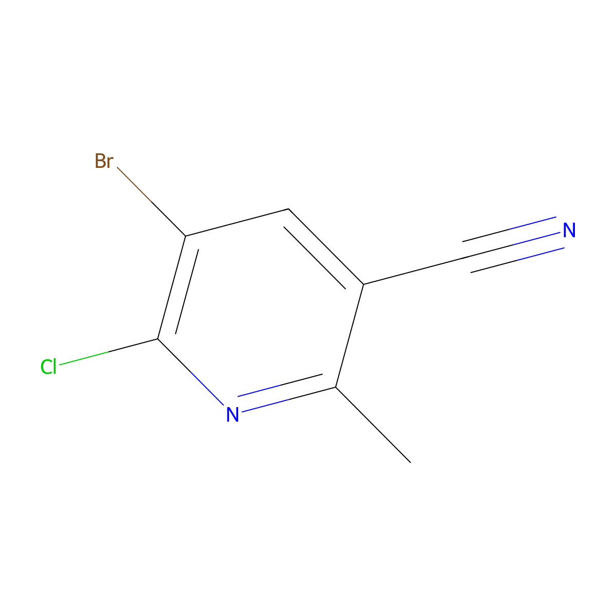5-Bromo-6-chloro-2-methylnicotinonitrile molecular structure, CAS 1443286-83-6