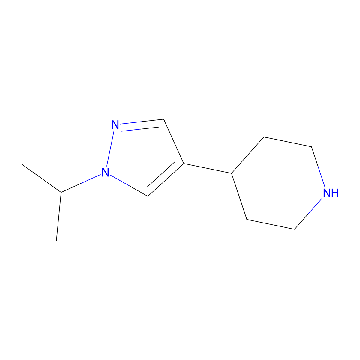 4-(1-isopropyl-1H-pyrazol-4-yl)piperidine molecular structure, CAS 1443287-50-0