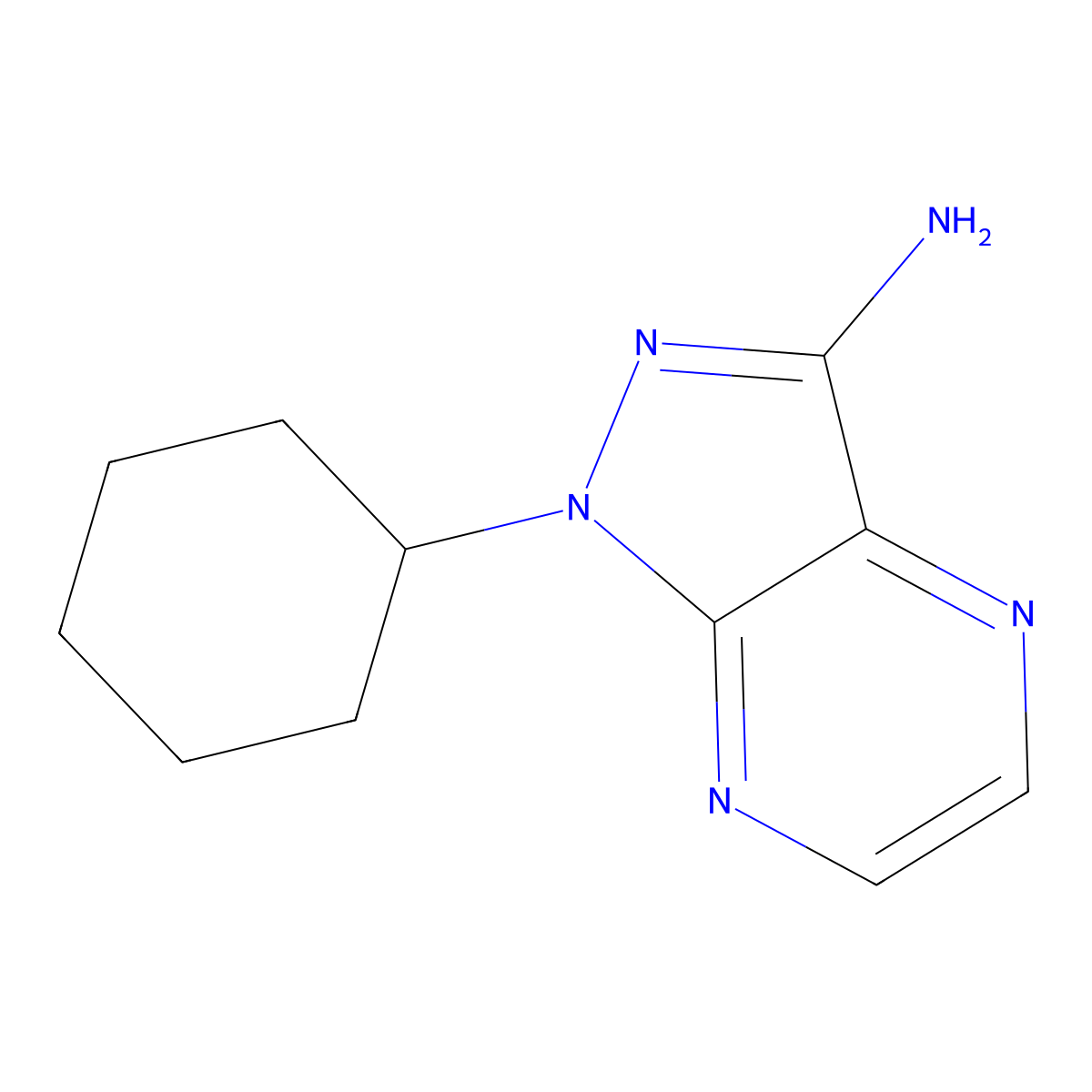 1-Cyclohexyl-1H-pyrazolo[3,4-b]pyrazin-3-amine molecular structure, CAS 1443287-72-6