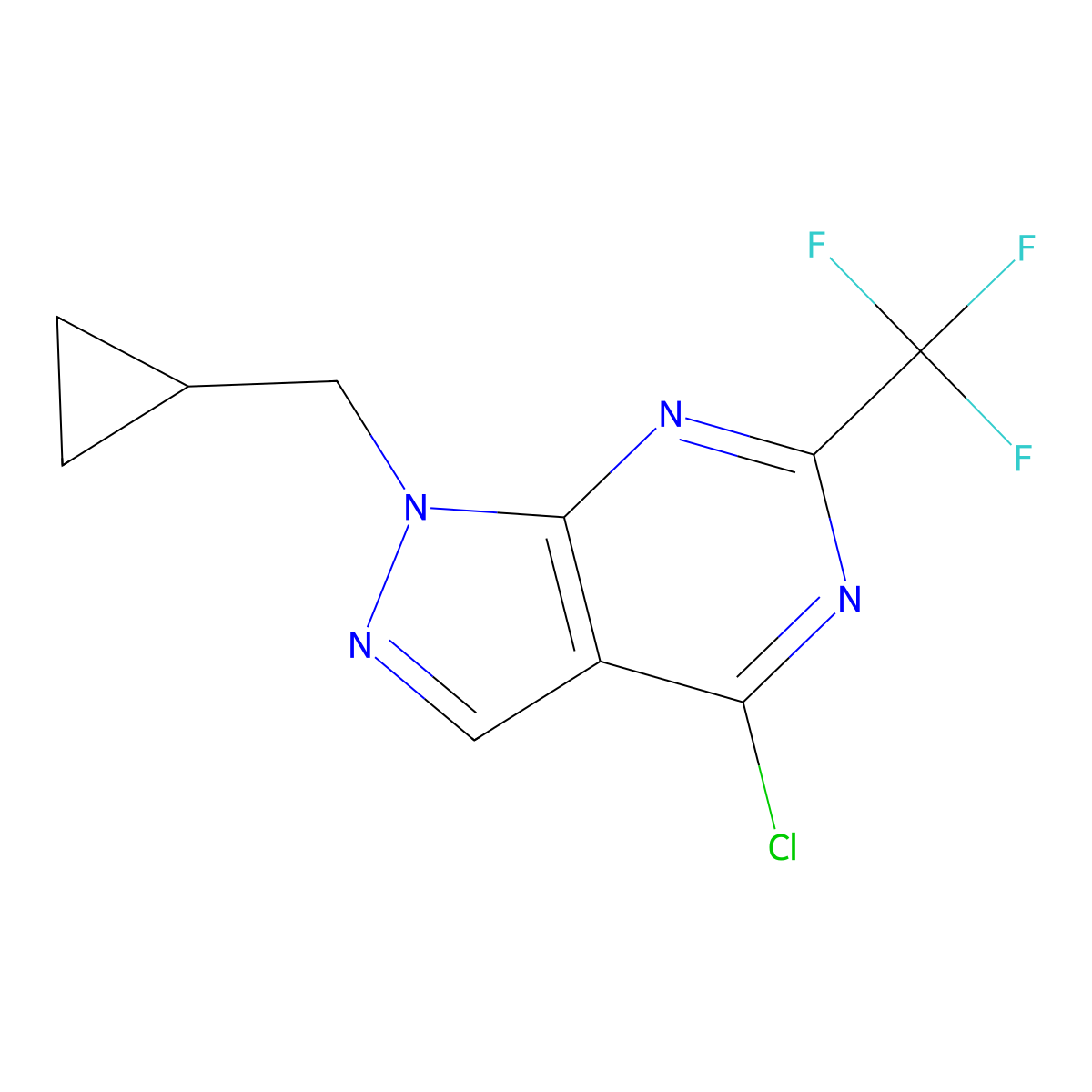 4-Chloro-1-(cyclopropylmethyl)-6-(trifluoromethyl)-1H-pyrazolo[3,4-d]pyrimidine molecular structure, CAS 1443287-85-1