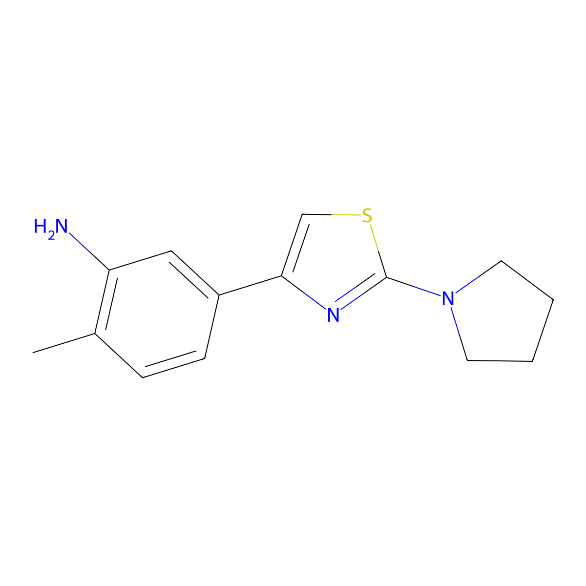 2-Methyl-5-(2-(pyrrolidin-1-yl)thiazol-4-yl)aniline molecular structure, CAS 1443288-02-5