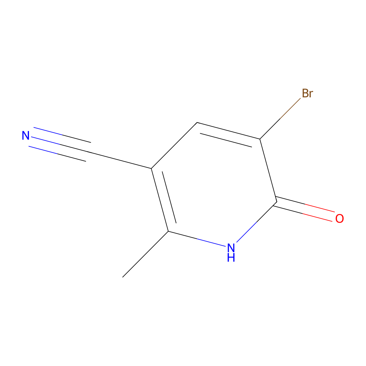 5-Bromo-2-methyl-6-oxo-1,6-dihydropyridine-3-carbonitrile molecular structure, CAS 1443288-95-6