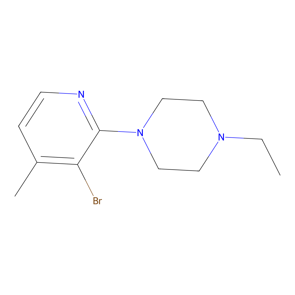 1-(3-Bromo-4-methylpyridin-2-yl)-4-ethylpiperazine molecular structure, CAS 1443289-08-4