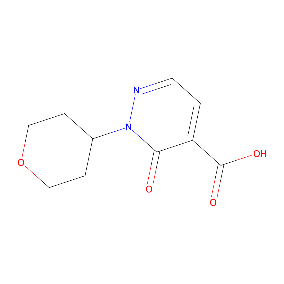 3-Oxo-2-(tetrahydro-2H-pyran-4-yl)-2,3-dihydropyridazine-4-carboxylic acid molecular structure, CAS 1443289-09-5