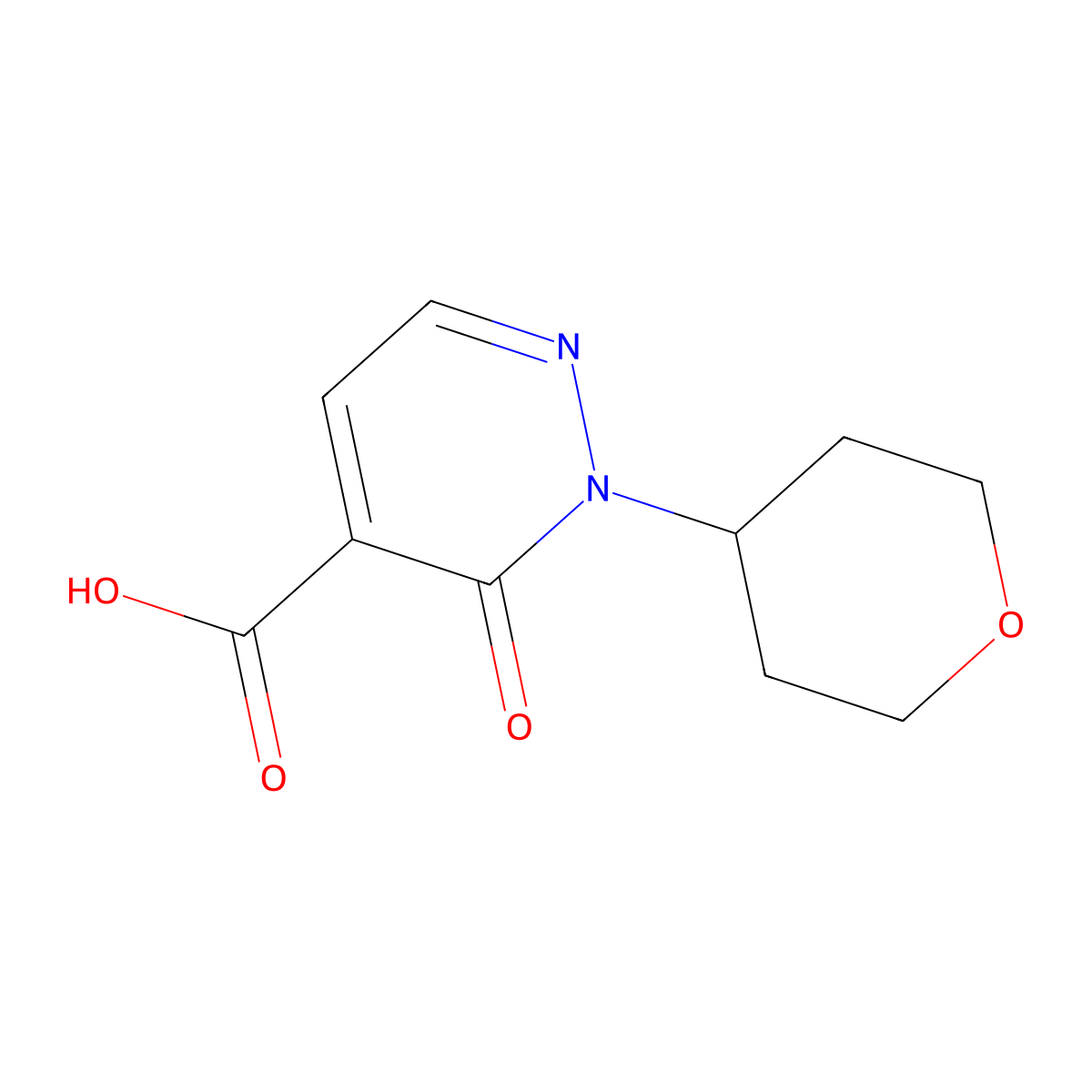 3-Oxo-2-(tetrahydro-2H-pyran-4-yl)-2,3-dihydropyridazine-4-carboxylic acid molecular structure, CAS 1443289-09-5