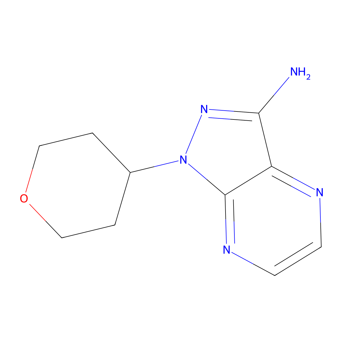 1-(Tetrahydro-2H-pyran-4-yl)-1H-pyrazolo[3,4-b]pyrazin-3-amine molecular structure, CAS 1443289-44-8