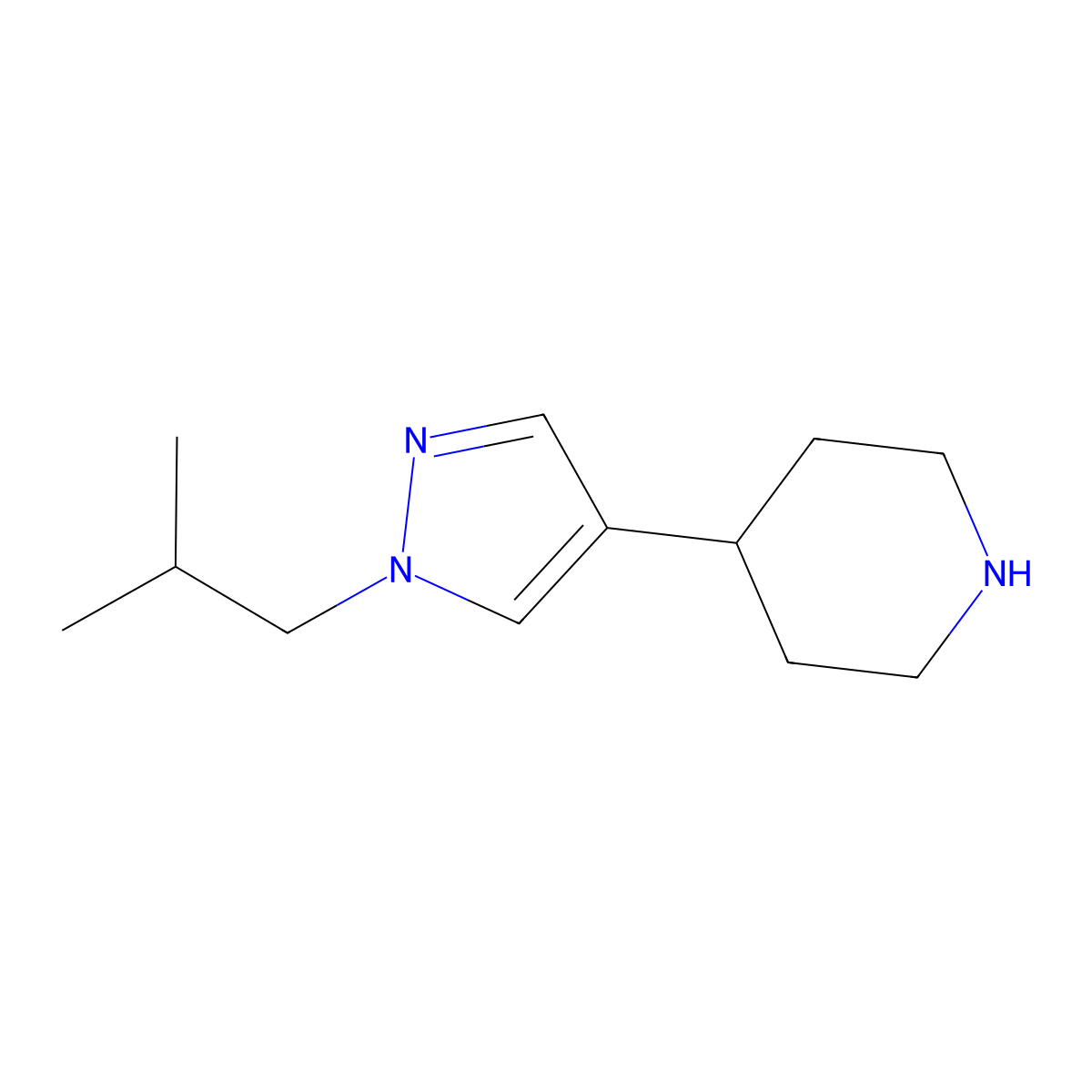 4-(1-Isobutyl-1H-pyrazol-4-yl)piperidine molecular structure, CAS 1443289-53-9