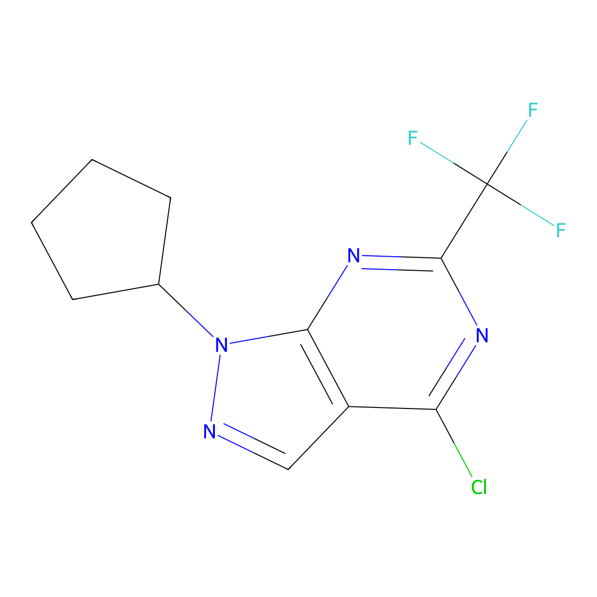 4-Chloro-1-cyclopentyl-6-(trifluoromethyl)-1H-pyrazolo[3,4-d]pyrimidine molecular structure, CAS 1443289-57-3