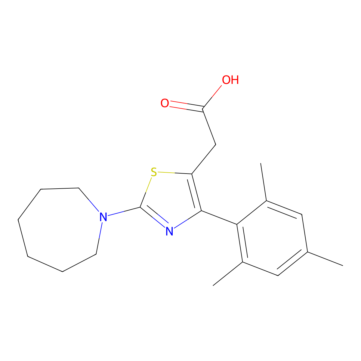 2-(2-(Azepan-1-yl)-4-mesitylthiazol-5-yl)acetic acid molecular structure, CAS 1443289-67-5