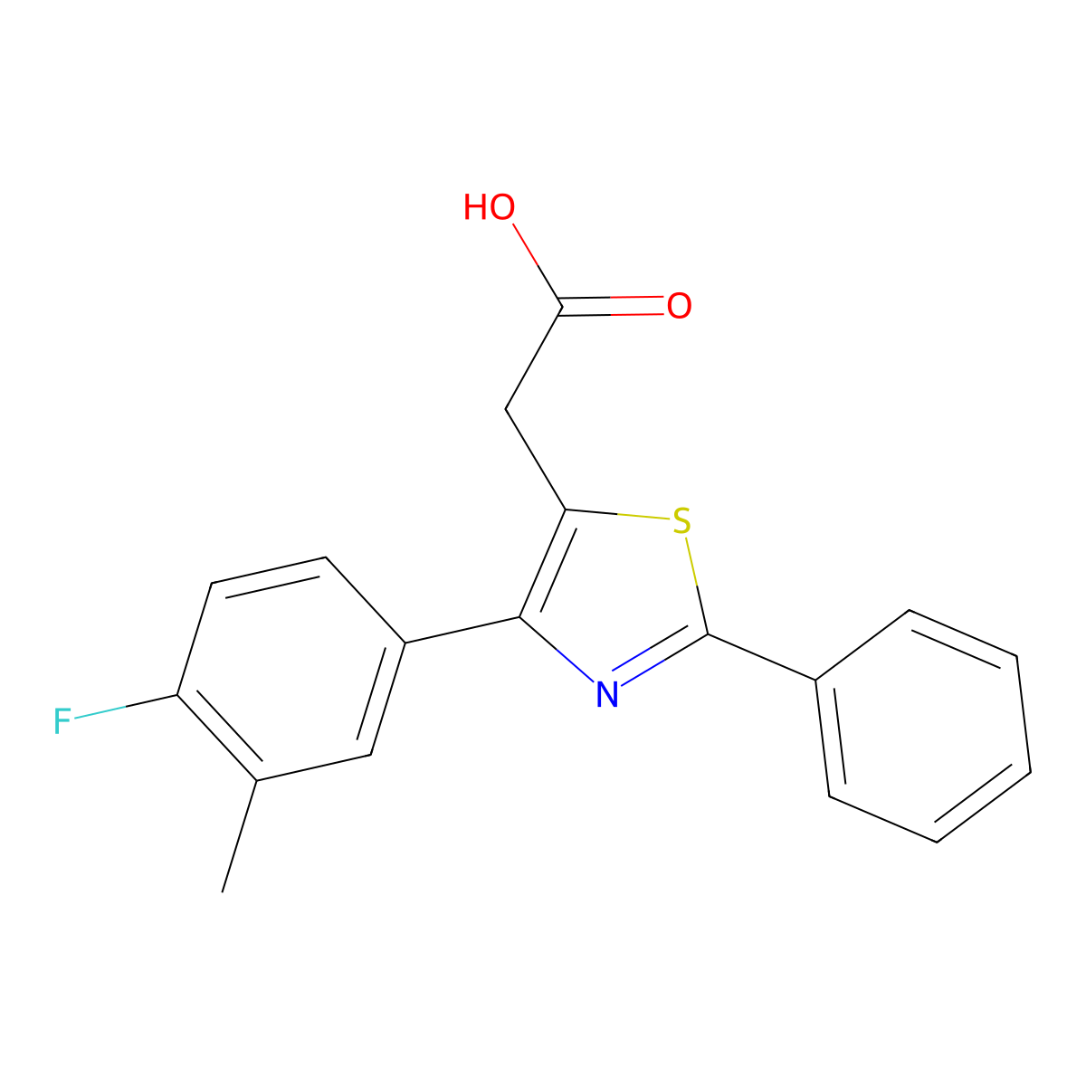2-(4-(4-Fluoro-3-methylphenyl)-2-phenylthiazol-5-yl)acetic acid molecular structure, CAS 1443289-72-2