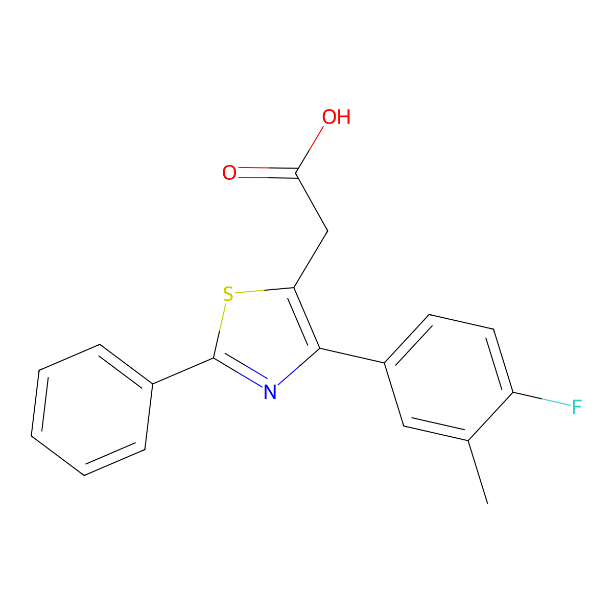 2-(4-(4-Fluoro-3-methylphenyl)-2-phenylthiazol-5-yl)acetic acid molecular structure, CAS 1443289-72-2