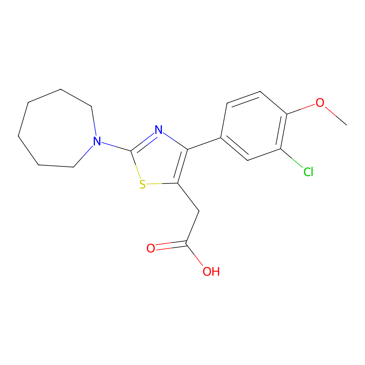 2-(2-(Azepan-1-yl)-4-(3-chloro-4-methoxyphenyl)thiazol-5-yl)acetic acid molecular structure, CAS 1443289-99-3