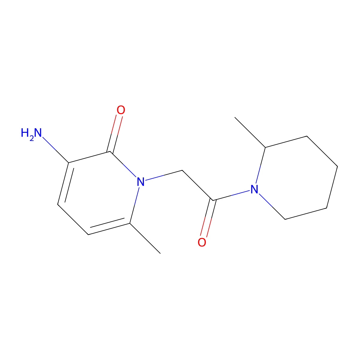 3-Amino-6-methyl-1-(2-(2-methylpiperidin-1-yl)-2-oxoethyl)pyridin-2(1H)-one molecular structure, CAS 1443290-00-3