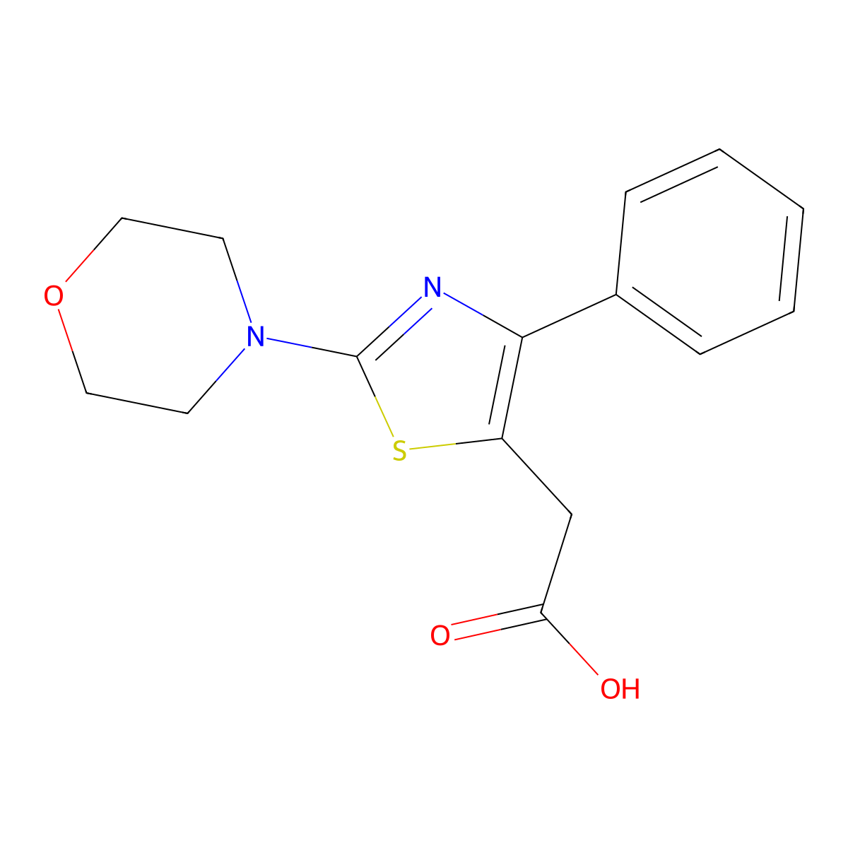 2-(2-Morpholino-4-phenylthiazol-5-yl)acetic acid molecular structure, CAS 1443290-31-0