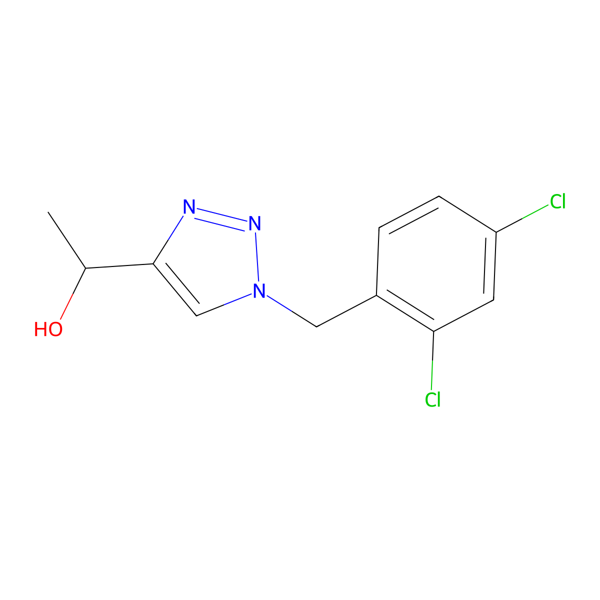 1-(1-((2,4-dichlorophenyl)methyl)-1H-1,2,3-triazol-4-yl)ethan-1-ol molecular structure, CAS 1443291-21-1