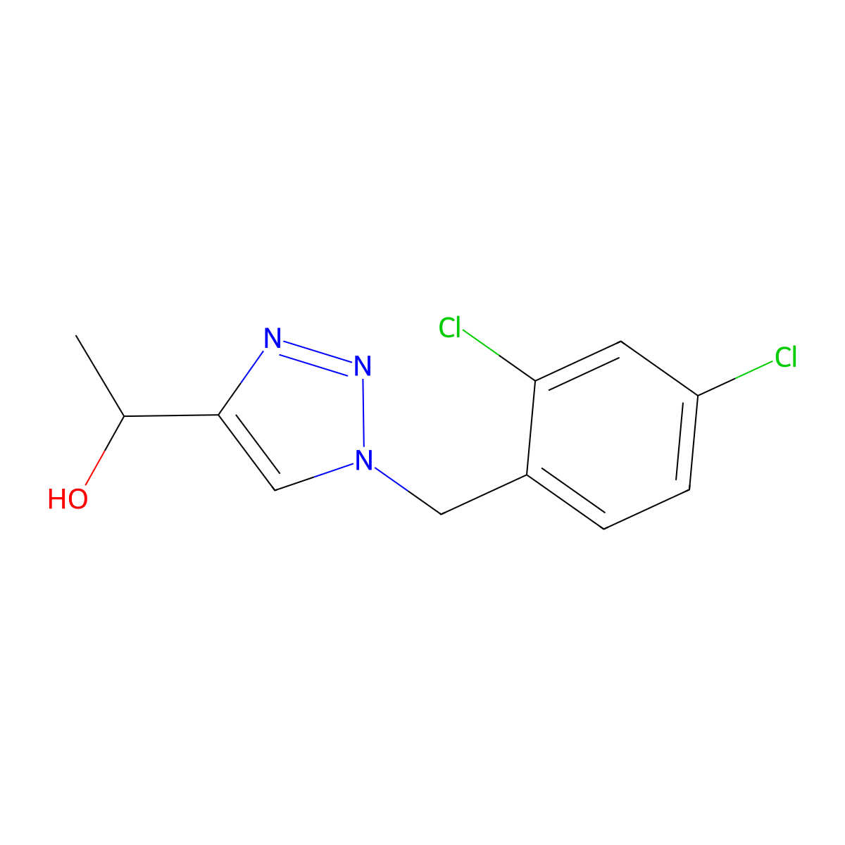 1-(1-((2,4-dichlorophenyl)methyl)-1H-1,2,3-triazol-4-yl)ethan-1-ol molecular structure, CAS 1443291-21-1
