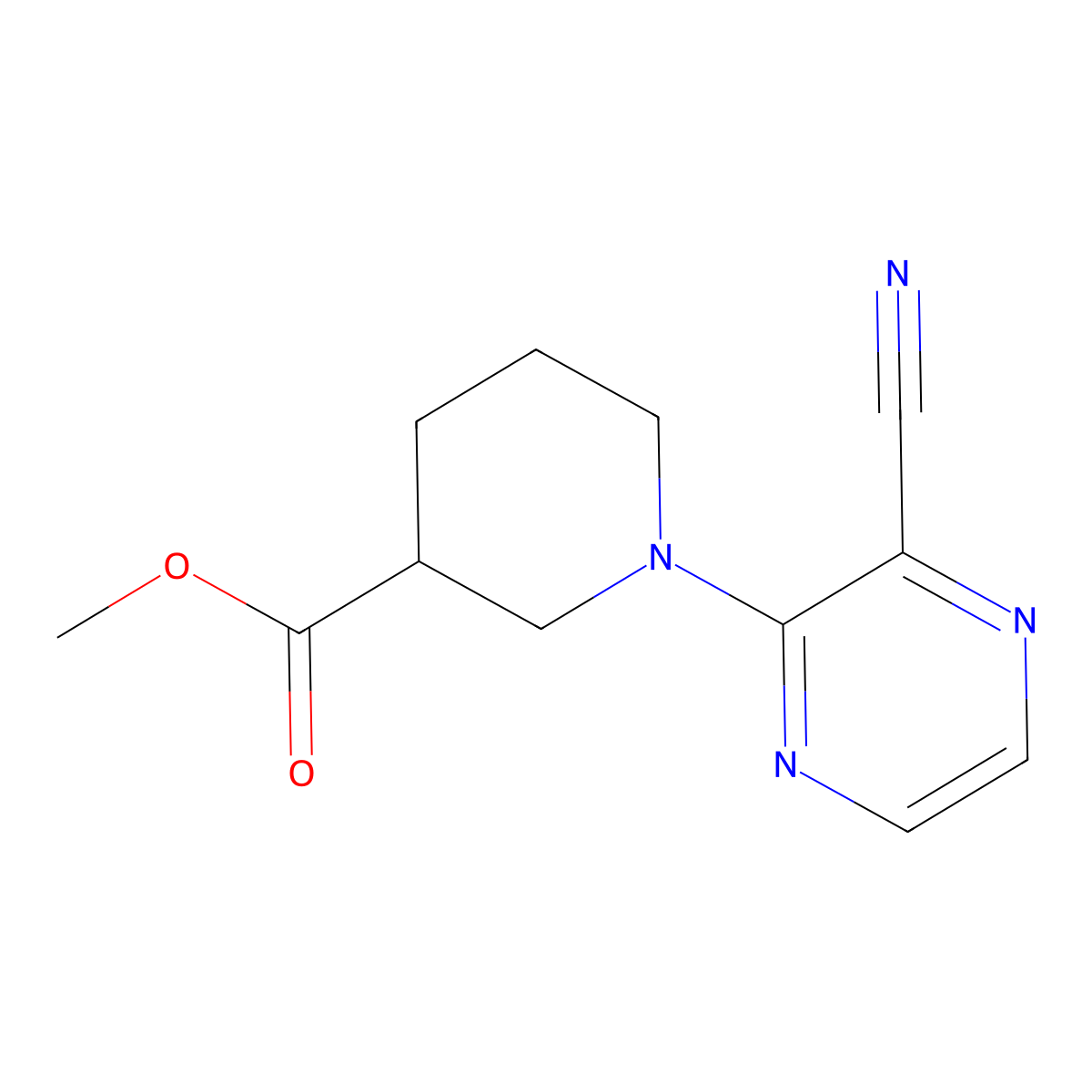 Methyl 1-(3-cyanopyrazin-2-yl)piperidine-3-carboxylate molecular structure, CAS 1443291-45-9