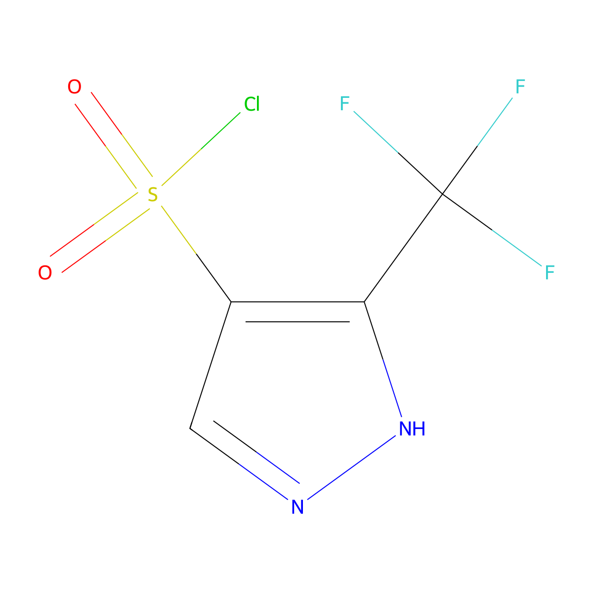 3-(trifluoromethyl)-1H-pyrazole-4-sulfonyl chloride molecular structure, CAS 1443292-13-4