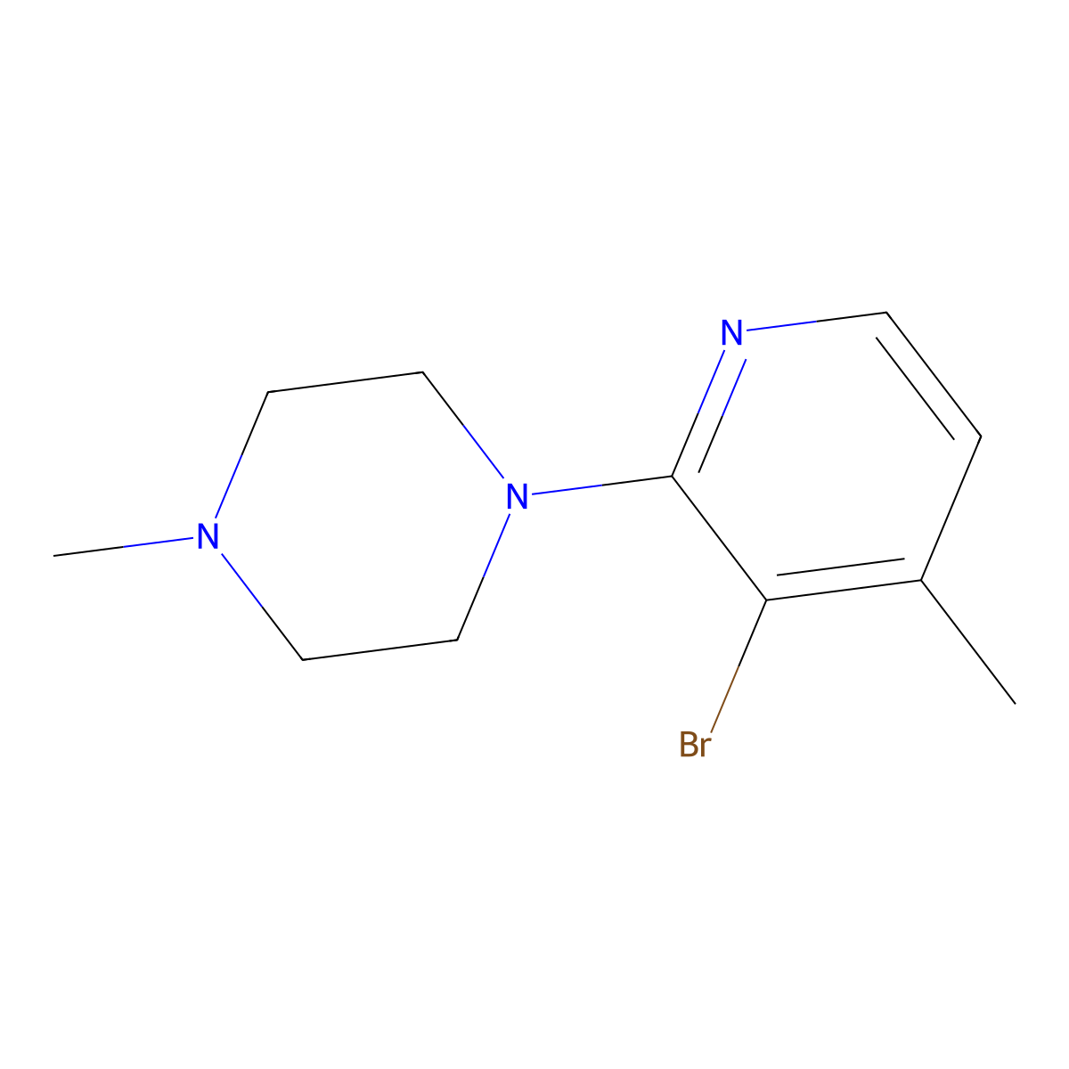 1-(3-Bromo-4-methylpyridin-2-yl)-4-methylpiperazine molecular structure, CAS 1443292-15-6