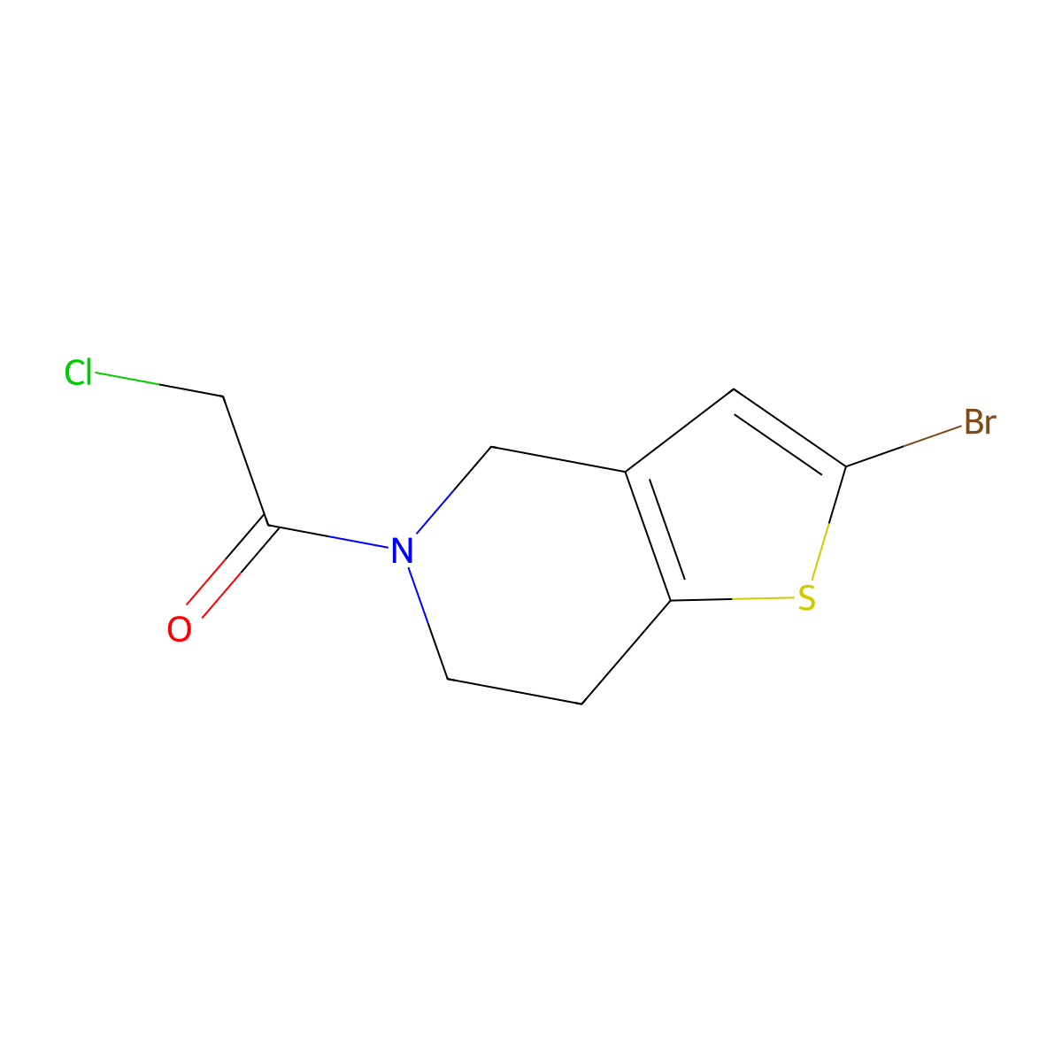 1-(2-bromo-6,7-dihydro-4H-thieno[3,2-c]pyridin-5-yl)-2-chloroethanone molecular structure, CAS 1443292-24-7