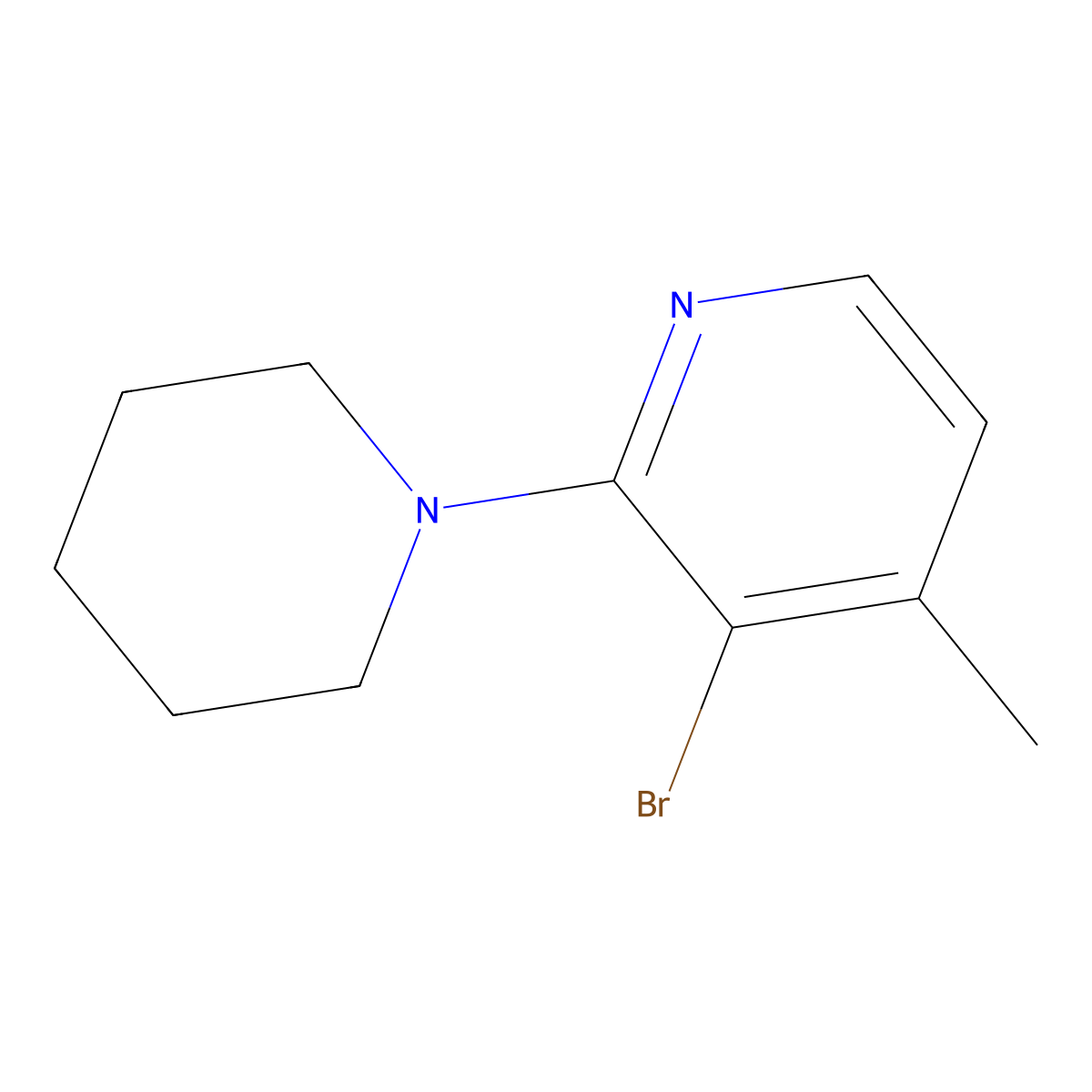 3-Bromo-4-methyl-2-(piperidin-1-yl)pyridine molecular structure, CAS 1443292-28-1